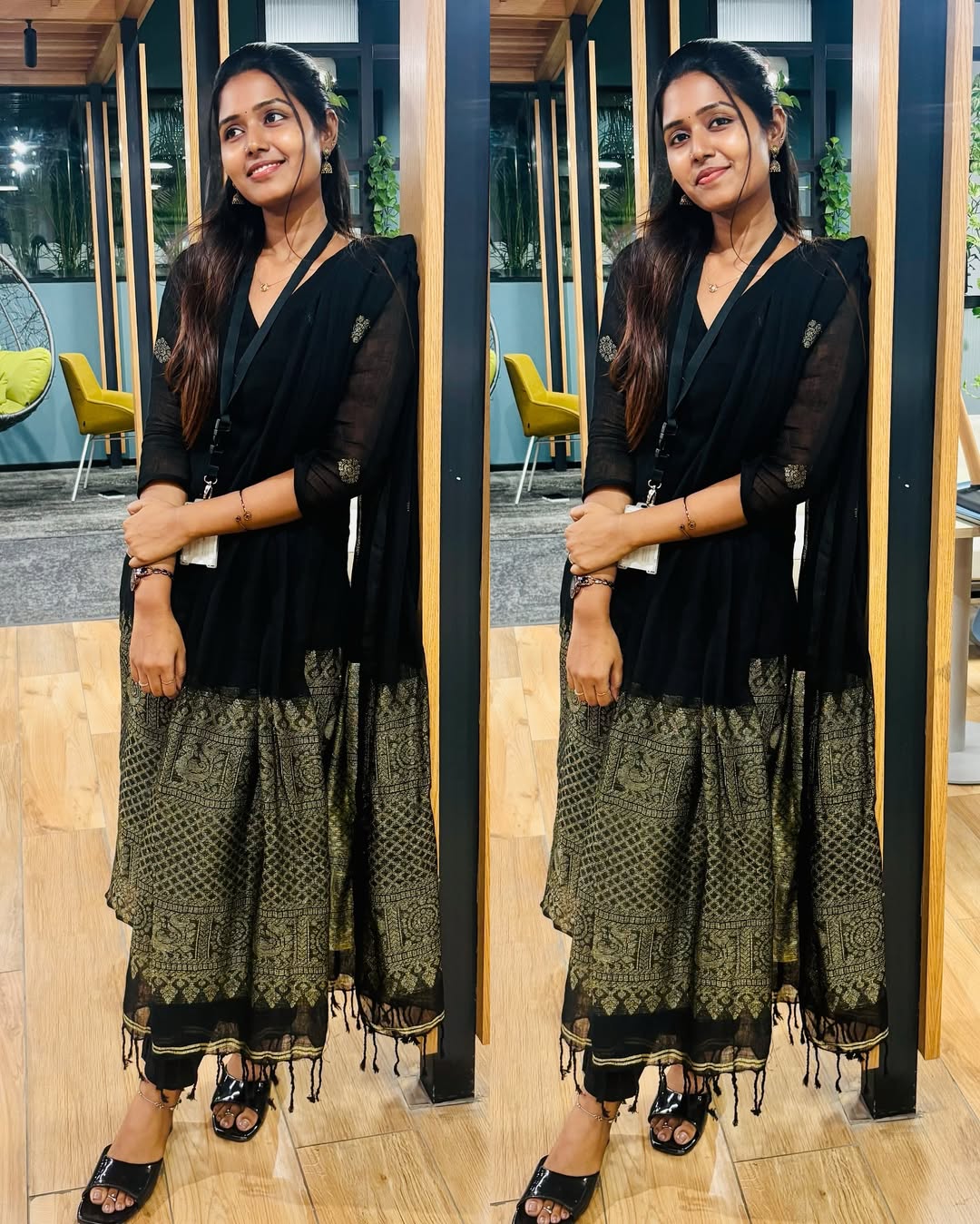 Shrungar Black Raw Silk Suit Set