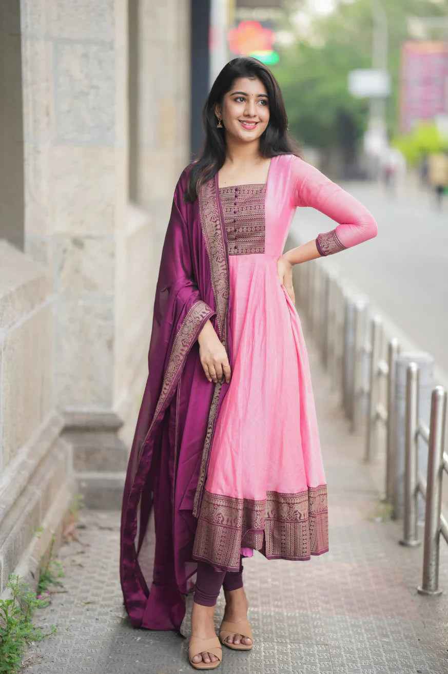 Menaka Series  collection Pure cotton temple Anarkali
